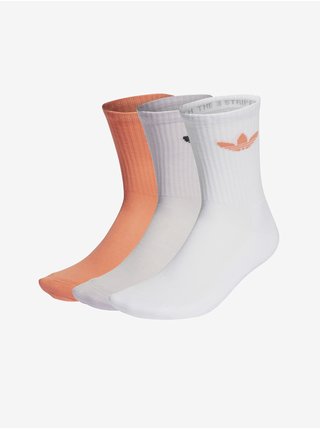 Sada tří párů unisex ponožek v oranžové, šedé a bílé barvě adidas Originals