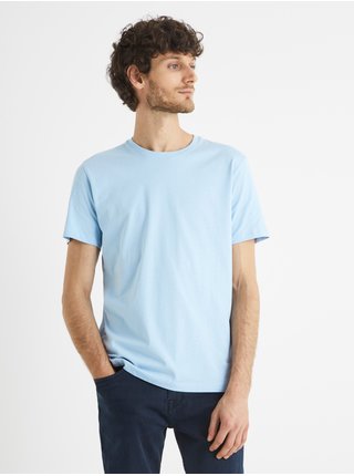 Světle modré pánské basic tričko Celio Tebase