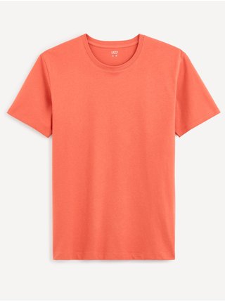 Oranžové pánské basic tričko Celio Tebase 