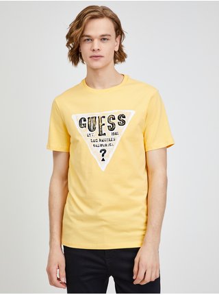 Žluté pánské tričko Guess Rusty