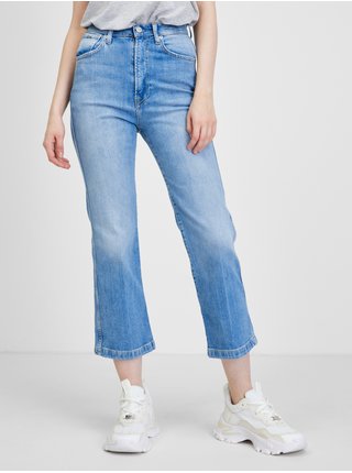 Modré dámské zkrácené straight fit džíny Pepe Jeans