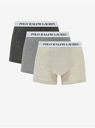 Sada tří pánských boxerek v krémové a šedé barvě POLO Ralph Lauren