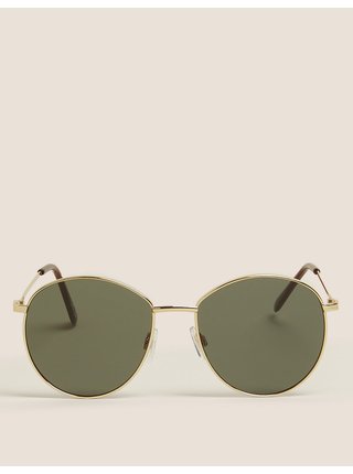 Kovové kulaté sluneční brýle Marks & Spencer zlatá