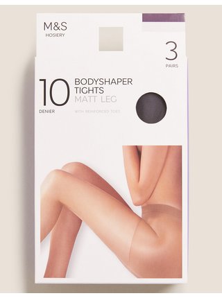 Balení 3 párů tvarujících punčoch Body Shaper, 10 DEN  Marks & Spencer černá