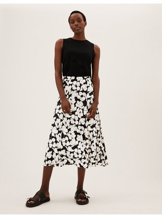 Květovaná midi sukně do A Marks & Spencer černá