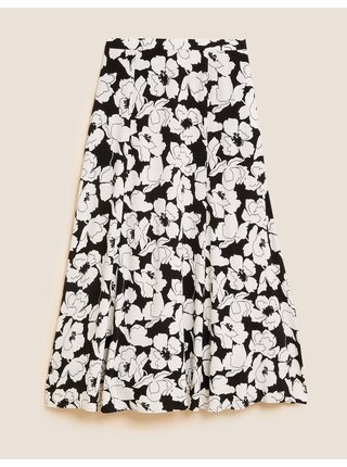 Květovaná midi sukně do A Marks & Spencer černá