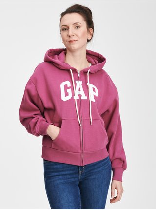 Růžová dámská mikina logo GAP na zip