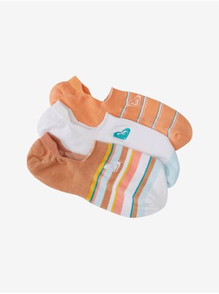 Sada tří párů dámských ponožek v oranžové a bílé barvě Roxy