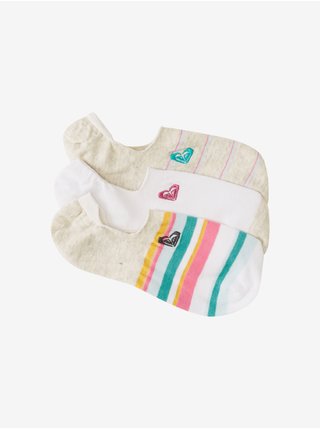 Sada tří párů dámských ponožek v bílé a světle šedé barvě Roxy