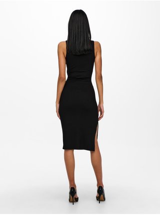 Černé pouzdrové šaty s rozparkem Jacqueline de Yong Bianca