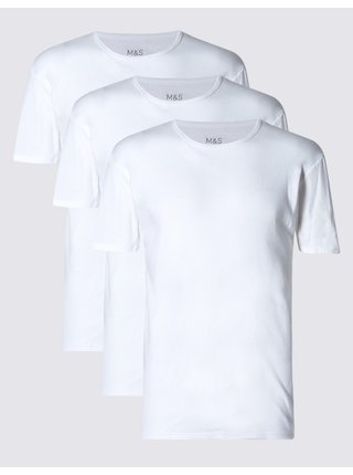 Tričková tílka z čisté bavlny, 3 ks Marks & Spencer bílá