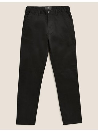 Strečové chino kalhoty normálního střihu Marks & Spencer černá