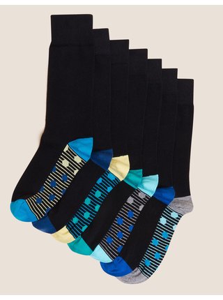 7 párů ponožek Cool & Fresh™ s vysokým podílem bavlny Marks & Spencer černá