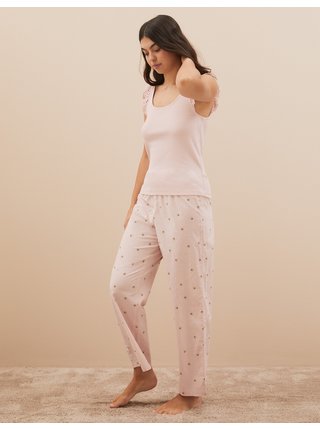 Pyžamové kalhoty z čisté bavlny, s potiskem včel Marks & Spencer růžová