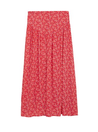 Květovaná midi sukně Marks & Spencer červená