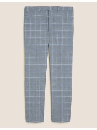 Šedé kostkované mírně projmuté kalhoty Marks & Spencer šedá