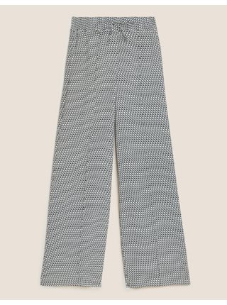 Kalhoty se stahovací šňůrkou, geometrickým motivem a širokými nohavicemi Marks & Spencer černá