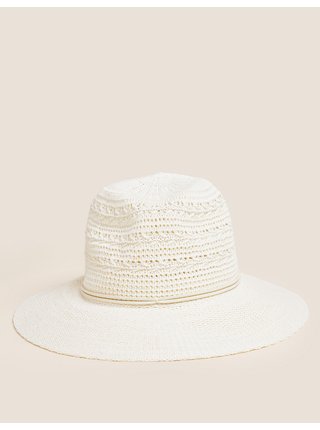 Skládací klobouk fedora s vysokým podílem bavlny Marks & Spencer smetanová