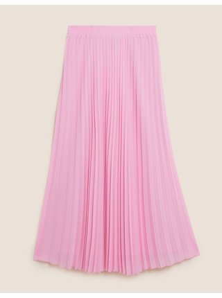 Plisovaná maxi sukně Marks & Spencer růžová