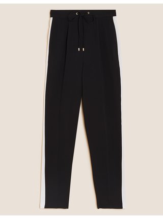 Kalhoty s postranním proužkem a rovnými nohavicemi Marks & Spencer černá