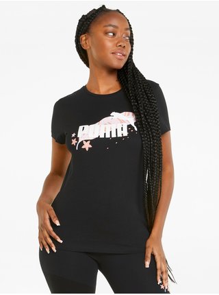 Černé dámské tričko s potiskem Puma Floral Vibes