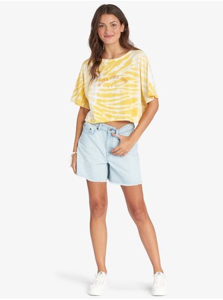 Bílo-žluté dámské vzorované cropped tričko Roxy Aloha