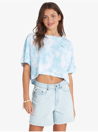 Bílo-modré dámské vzorované cropped tričko Roxy Happy Palm