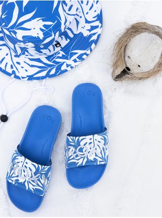 Modré dámské vzorované pantofle Roxy Slippy
