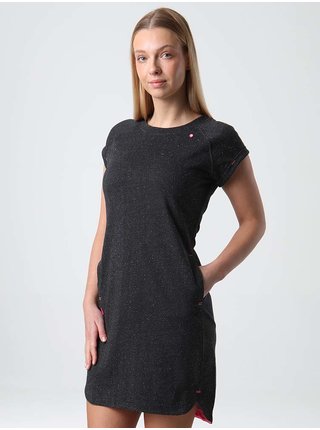 Černé dámské žíhané sportovní šaty s kapsami LOAP Eduzel