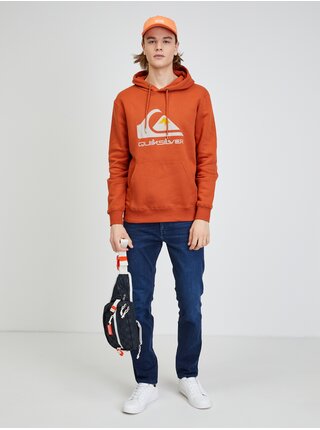 Cihlová pánská mikina s potiskem Quiksilver Big Logo Hood