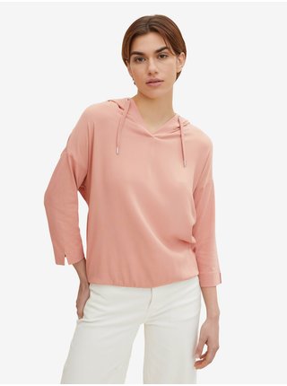 Světle růžové dámské tričko s kapucí Tom Tailor