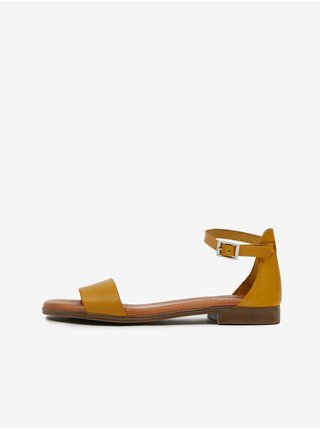Žluté dámské kožené sandály OJJU