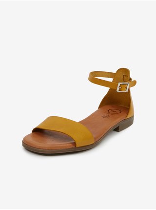 Žluté dámské kožené sandály OJJU