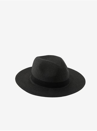 Černý slaměný klobouk Pieces Vyra