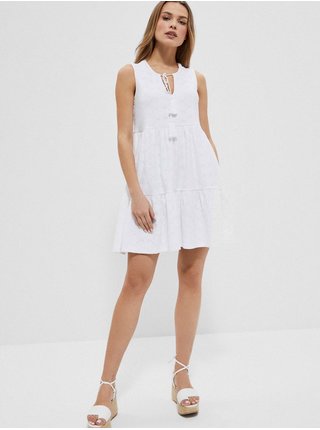 Bílé dámské vzorované krátké šaty Moodo