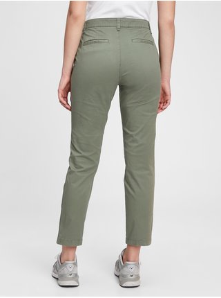 Zelené dámské kalhoty GAP girlfriend khakis in stretch twill
