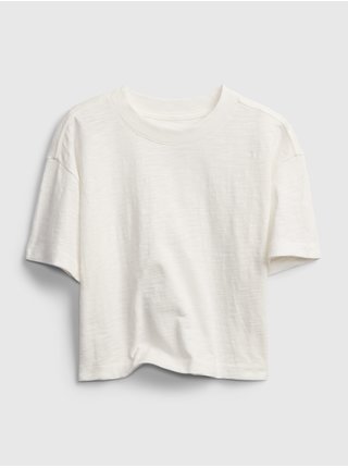 Bílé holčičí tričko z organické bavlny GAP Teen 