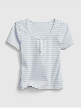 Modré holčičí tričko GAP Teen recycled cropped henley t-shirt