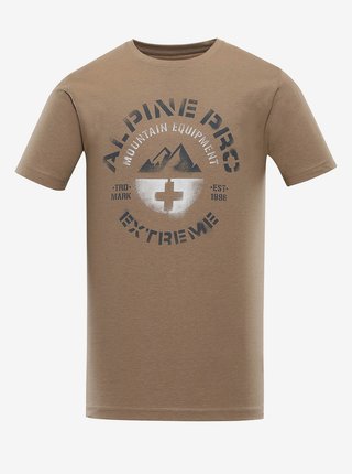 Hnědé pánské tričko s potiskem Alpine Pro DRACH