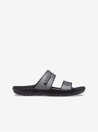 Dámské pantofle v černo-stříbrné barvě Crocs Classic Glitter II 