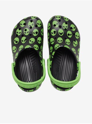 Zeleno-černé vzorované dětské pantofle Crocs Classic