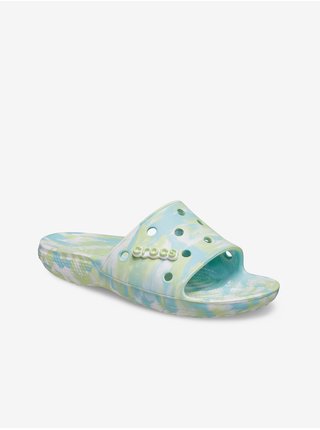Zeleno-modré vzorované papuče Crocs Classic Marbled Slide