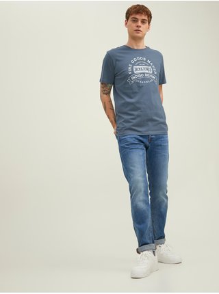 Modré vzorované tričko Jack & Jones Jeans