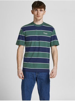 Zeleno-modré pruhované tričko Jack & Jones Neo