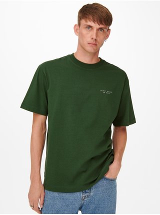 Tmavě zelené tričko ONLY & SONS Ismael