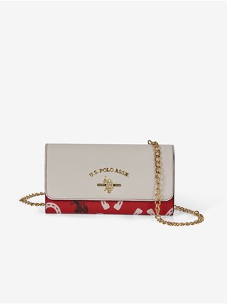 Béžovo-červená crossbody kabelka U.S. Polo Assn.
