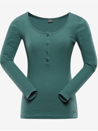 Zelené dámské žebrované tričko s knoflíky NAX Zanja