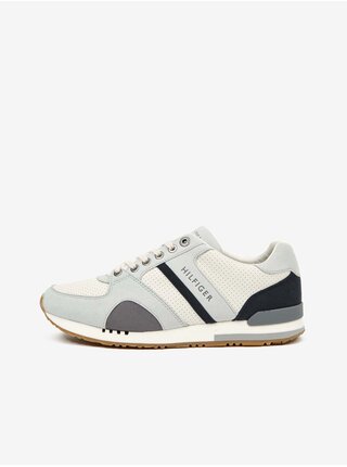 Modro-krémové pánské kožené tenisky Tommy Hilfiger