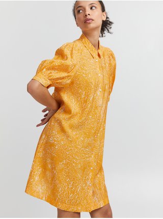 Oranžové dámske košeľové šaty ICHI