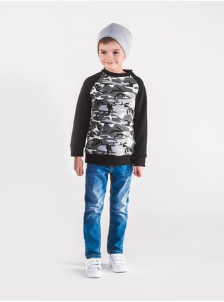 Černo-šedá dětská mikina bez kapuce Ombre Clothing KB003